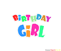 Birthday Girl Text zum Drucken Clipart, Illustration, Bild
