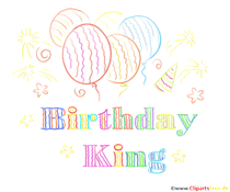 Bunte Überschrift mit Luftballons Birthday King