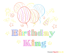 Bunte Überschrift mit Luftballons Birthday King