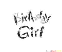 Schrift Birthday Girl schwarz-weiss
