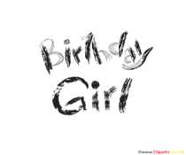 Schrift Birthday Girl schwarz-weiss