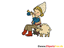 Clipart Hirte mit Schaf