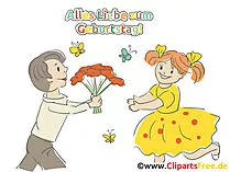 Geburtstag Bild Frau und Mann mit Blumenstrauß