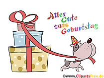 Geburtstag Wunsch Karte, Hund mit Geschenken