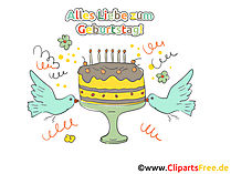 Geburtstagstorte mit Kerzen Clipart, Karte zum Drucken