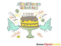 Geburtstagstorte mit Kerzen Clipart, Karte zum Drucken