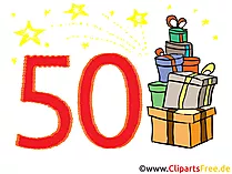 Geburtstagswünsche zum 50 - Clipart, Bild, Glückwunschkarte