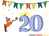 Glückwünsche 20. Geburtstag Clipart, Bild, Karte