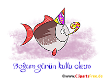 Alles Gute zum Geburtstag auf Türkisch Clipart, Bild, Glückwunschkarte