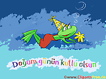 Alles Gute zum Geburtstag auf Türkisch Clipart, Illustration, Bild