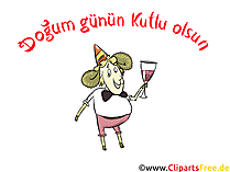 Alles Gute zum Geburtstag Gruss auf Türkisch, Clipart, Bild, Illustration