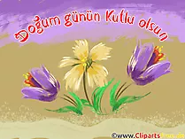 Blumen zum Geburtstag Glückwunsch auf Türkisch, Clipart, Bild