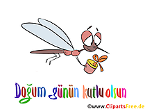 Comic Glückwunschkarte auf Türkisch, Clipart, Bild, Illustration