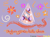 e-Card zum Geburtstag auf Türkisch Clipart, Bild, Glückwunschkarte