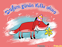 E-Karte zum Geburtstag auf Türkisch, Clipart, Bild, Illustration