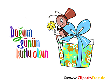eCard auf Türkisch zum Geburtstag, Clipart, Bild, Illustration