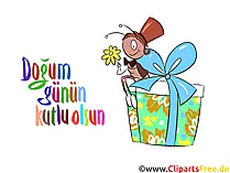 eCard auf Türkisch zum Geburtstag, Clipart, Bild, Illustration