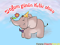 Elefant Glückwunschkarte auf Türkisch, Clipart, Bild, Illustration