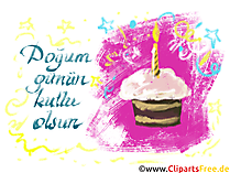 Geburtstagskuchen mit Kerze Glückwunsch auf Türkisch