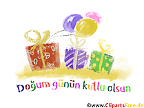 Geschenke zum Geburtstag Grußkarte auf Türkisch