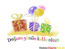 Geschenke zum Geburtstag Grußkarte auf Türkisch