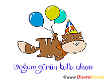 Glückwunsch zum Geburtstag auf Türkisch Clipart, Bild, Glückwunschkarte