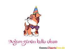 Glückwunsch zum Kindergeburtstag auf Türkisch Clipart, Bild, Glückwunschkarte