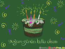 Glückwunschkarte auf Türkisch zum Geburtstag Clipart, Bild