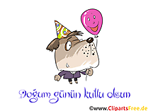 Herzlichen Glückwunsch zum Geburtstag auf Türkisch Bild, Illustration Clipart