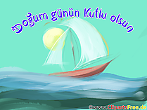 Segelschiff Grußkarte zum Geburtstag auf Türkisch, Clipart, Bild