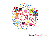 Happy Birthday Clipart, Grafik, E-Karte, Bild kostenlos herunterladen