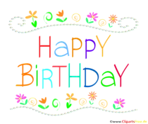 Blumenranken mit Text Happy Birthday - Cliparts zum Geburtstag