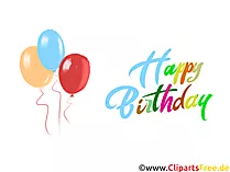 Bunte Luftballons und Schriftzug Happy Birthday kostenlos