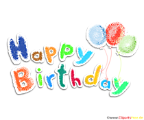 Clip Art Happy Birthday Buchstaben mit  Luftballons