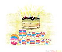 Geburtstagstorte zum Geburtstag mit Kerzen Clipart gratis