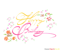 Handschrift Happy Birthday im Frühlingsstil zum Drucken