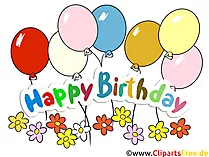 Happy Birthday Bild mit bunten Luftballons