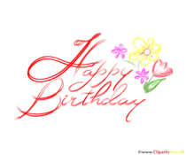 Happy Birthday mit Blumen Clipart gratis