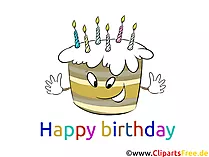 Illustration Torte zum Geburtstag mit Happy Birthday Überschrift