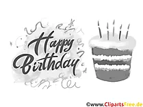 Schwarz-weises Vintage Clipart zum Geburtstag