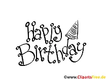 Schwarz-weisse Zeichnung Happy Birthday