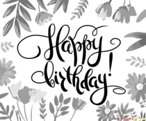 Schwarz-weisser Schriftzug Happy Birthday - PNG Clipart