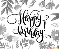 Schwarz-weisser Schriftzug Happy Birthday - PNG Clipart