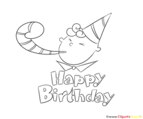 Schwarz-weisses Clipart Clown zum Geburtstag
