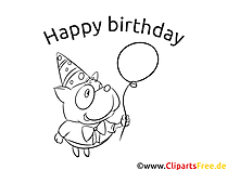 Schwarz-weisses Clipart Happy Birthday