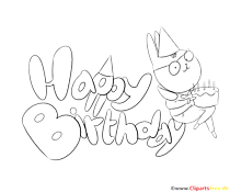 Schwarz weiss Text Happy Birthday zum  Malen