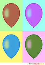 Vier Luftballons in Vintagefarben Pop Art Illustration