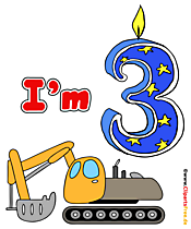 3 Jahre alt T-Shirt Design mit Bagger kostenlos