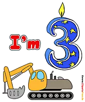 3 Jahre alt T-Shirt Design mit Bagger kostenlos
