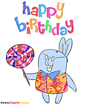 Happy Birthday T-Shirt Design mit Kaninchen und Lutscher 4500 x 5400 px